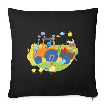 KiKANiNCHEN Auf Dem Traktor - Sofakissenbezug 45 x 45 cm - Schwarz - Vorne