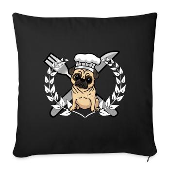 Pug Dog Cuisine Cuisine Chef Gastronomique - Housse de coussin décorative 45 x 45 cm - noir - Devant