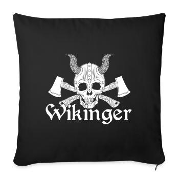 Wikinger Äxte Wikingerhelm Totenkopf - Sofakissenbezug 45 x 45 cm - Schwarz - Vorne
