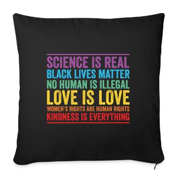 Science is Real Love is Love - Sofa pillowcase 17,3'' x 17,3'' (45 x 45 cm) - black - Front