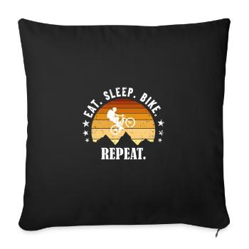Eat Sleep Bike Repeat - Housse de coussin décorative 45 x 45 cm - noir - Devant
