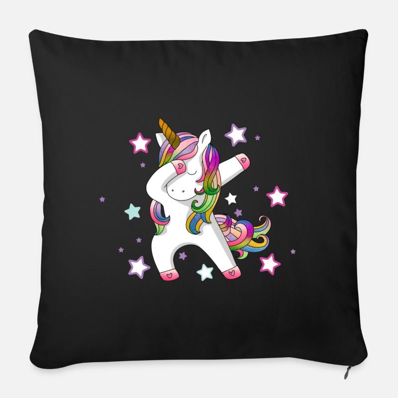 Dabbing Licorne - Housse de coussin décorative 45 x 45 cm - noir