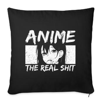 Hentai Anime Manga Japanisches Etchi Waifu Kawaii - Sofakissenbezug 45 x 45 cm - Schwarz - Vorne