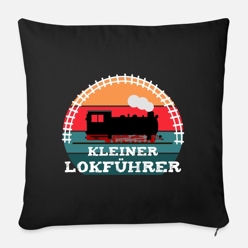 Eisenbahn Kinder Dampflok Lokführer - Sofakissenbezug 45 x 45 cm - Schwarz