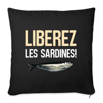 Liberez les sardines - Housse de coussin décorative 45 x 45 cm - noir - Devant