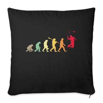 Evolution Badminton Geschenk für Badmintonspieler - Sofakissenbezug 45 x 45 cm - Schwarz - Vorne