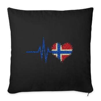 Mon cœur bat pour la Norvège - Coeur Glitter - Housse de coussin décorative 45 x 45 cm - noir - Devant