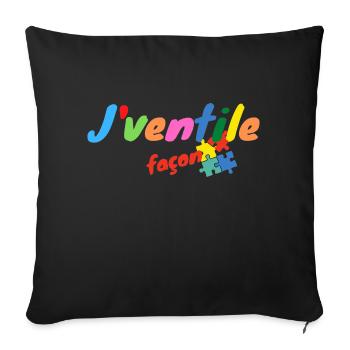 J ventile façon puzzle - Housse de coussin décorative 45 x 45 cm - noir - Devant