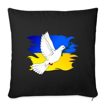 Drapeau de l’Ukraine aux couleurs nationales et colombe de la paix - Housse de coussin décorative 45 x 45 cm - noir - Devant