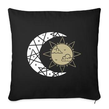Geometrische Sonne und Mond in Harmonie - Sofakissenbezug 45 x 45 cm - Schwarz - Vorne