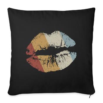 Lèvres Retro Style Vintage - Housse de coussin décorative 45 x 45 cm - noir - Devant