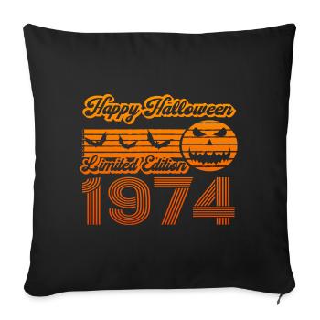 Pumpkin Halloween Birthday Year of Construction 1974 Vintage - Sofa pillowcase 17,3'' x 17,3'' (45 x 45 cm) - black - Front