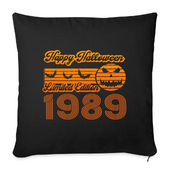 Halloween Citrouille Anniversaire Année de Construction 1989 Millésime - Housse de coussin décorative 45 x 45 cm - noir - Devant