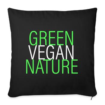 green - vegan - natural - Sofa pillowcase 17,3'' x 17,3'' (45 x 45 cm) - black - Front