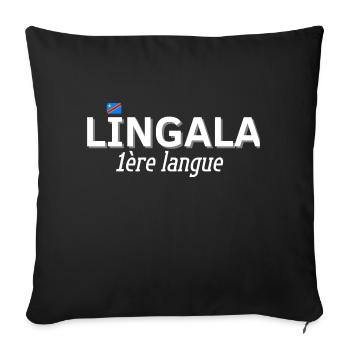 lingala 1ère langue- Tee shirt humour - Housse de coussin décorative 45 x 45 cm - noir - Devant