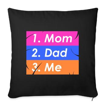 1. Maman 2. Papa 3. Je - Housse de coussin décorative 45 x 45 cm - noir - Devant
