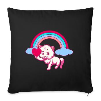 Rainbow Soft Kitten Children Toddler Baby - Sofa pillowcase 17,3'' x 17,3'' (45 x 45 cm) - black - Front
