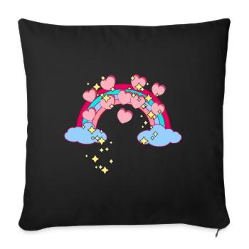 Magisch Regenbogen Sterne Herzen Glückwunsch - Sofakissenbezug 45 x 45 cm - Schwarz - Vorne