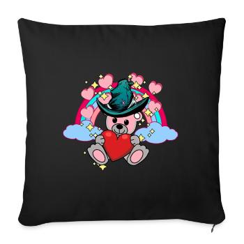 Fantasy Teddy Rainbow Kids Baby Hearts Cloud - Sofa pillowcase 17,3'' x 17,3'' (45 x 45 cm) - black - Front