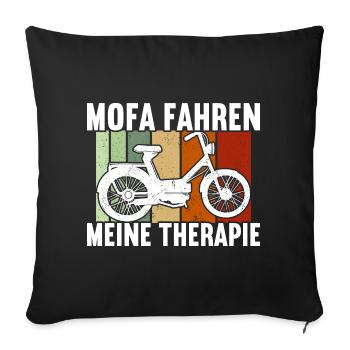Mofa Moped Rollerfahrer Roller - Sofakissenbezug 45 x 45 cm - Schwarz - Vorne