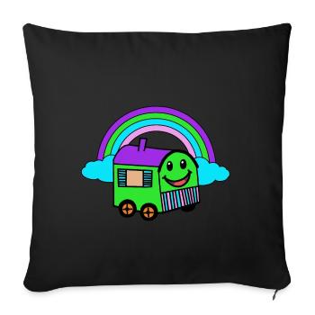 Happy Trailer Hut Rainbow Fantasy - Sofa pillowcase 17,3'' x 17,3'' (45 x 45 cm) - black - Front