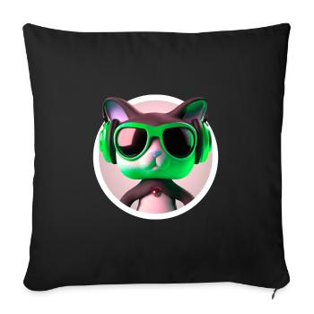 Cat Glasses Turntable DJ Disco Club Headphones - Sofa pillowcase 17,3'' x 17,3'' (45 x 45 cm) - black - Front