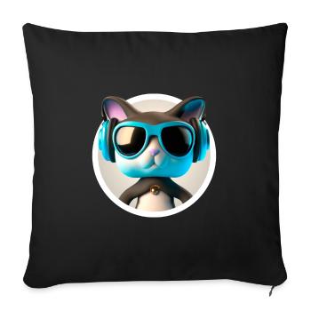 Cat Glasses Turntable DJ Disco Club Headphones - Sofa pillowcase 17,3'' x 17,3'' (45 x 45 cm) - black - Front