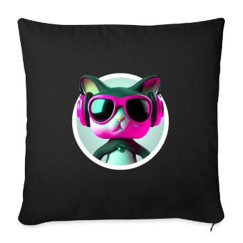 Cat Glasses Turntable DJ Disco Club Headphones - Sofa pillowcase 17,3'' x 17,3'' (45 x 45 cm) - black - Front