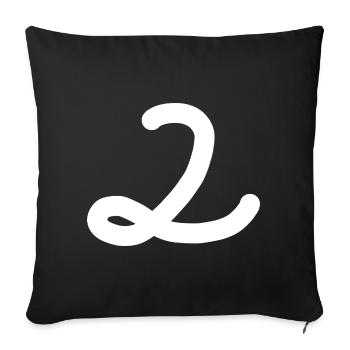 2 Number two white - Sofa pillowcase 17,3'' x 17,3'' (45 x 45 cm) - black - Front