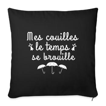 Bretagne, Bretagne humour, pluie - Housse de coussin décorative 45 x 45 cm - noir - Devant