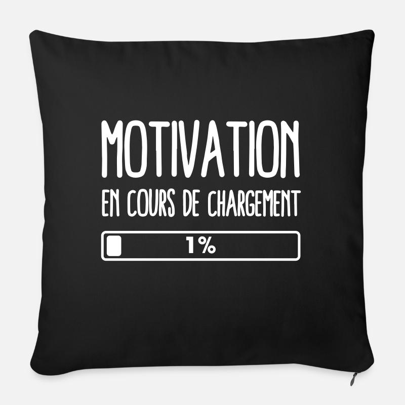 Motivation phrase humour - Housse de coussin décorative 45 x 45 cm - noir