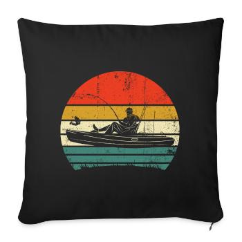 Retro Sunset Boat in Striped Circle - Sofa pillowcase 17,3'' x 17,3'' (45 x 45 cm) - black - Front