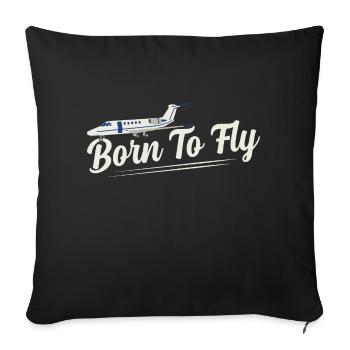 Born To Fly Airline Pilot Aviation - Housse de coussin décorative 45 x 45 cm - noir - Devant