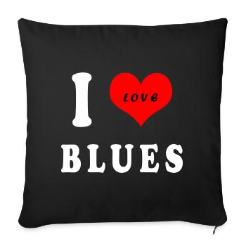 J'adore le blues - Housse de coussin décorative 45 x 45 cm - noir - Devant