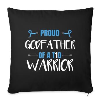 Proud Godfather Of A T1D Warrior - Sofa pillowcase 17,3'' x 17,3'' (45 x 45 cm) - black - Front