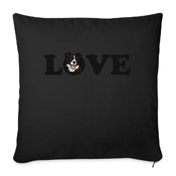 Border collie love - Housse de coussin décorative 45 x 45 cm - noir - Devant