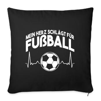 Mein Herz Schlägt Für Fußball - Sofakissenbezug 45 x 45 cm - Schwarz - Vorne