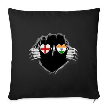 England und Indien Indisch India Fahne Flaggen - Sofakissenbezug 45 x 45 cm - Schwarz - Vorne