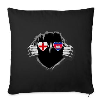 England und Kambodscha Kambodschanische Flaggen - Sofakissenbezug 45 x 45 cm - Schwarz - Vorne