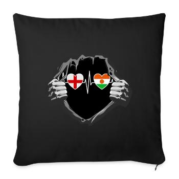 England und Niger Nigrische Fahne Flaggen - Sofakissenbezug 45 x 45 cm - Schwarz - Vorne