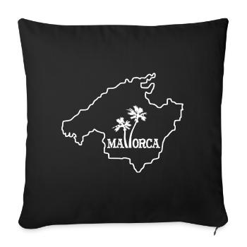 Map of the island of Mallorca with two palm trees - Sofa pillowcase 17,3'' x 17,3'' (45 x 45 cm) - black - Front
