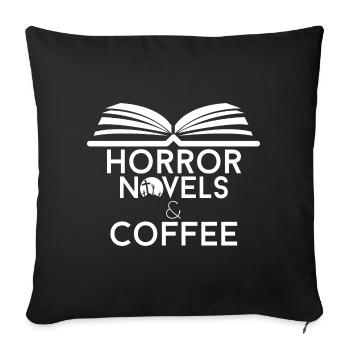 Book Lover Horror Novels and Coffee - Sofa pillowcase 17,3'' x 17,3'' (45 x 45 cm) - black - Front