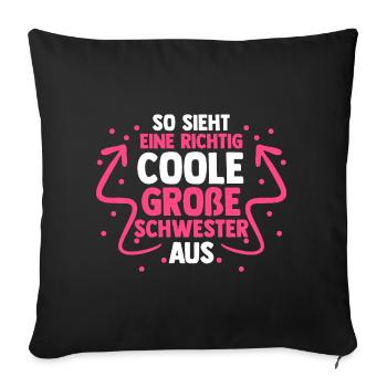 Geschwister Schwestern Schwester - Sofakissenbezug 45 x 45 cm - Schwarz - Vorne