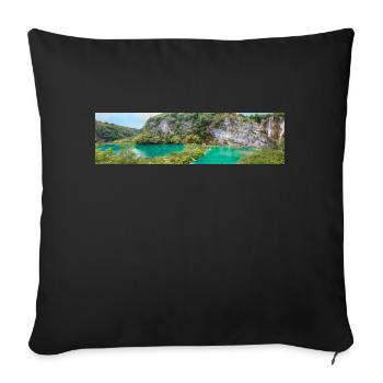 Plitvice Lakes National Park crystal clear water - Sofa pillowcase 17,3'' x 17,3'' (45 x 45 cm) - black - Front