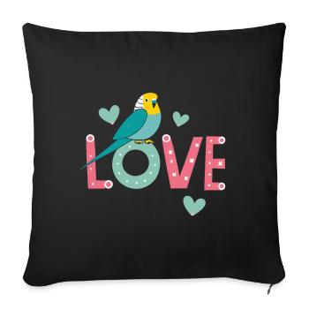 For budgie owners: Pure love - Sofa pillowcase 17,3'' x 17,3'' (45 x 45 cm) - black - Front