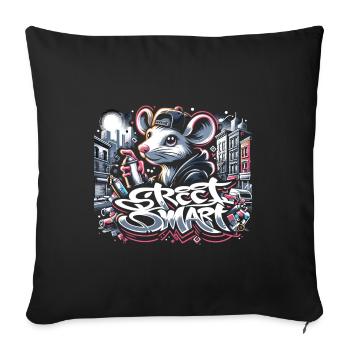 Rat in Graffiti Style: Urban Street Vibes - Sofa pillowcase 17,3'' x 17,3'' (45 x 45 cm) - black - Front