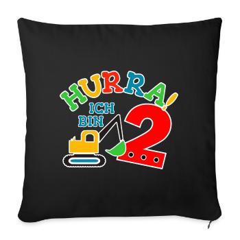 2. Geburstag Bagger - Sofakissenbezug 45 x 45 cm - Schwarz - Vorne