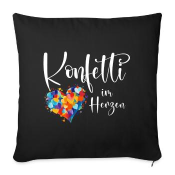 Köln Karneval Alaaf Jeck Party Konfetti Herz - Sofakissenbezug 45 x 45 cm - Schwarz - Vorne