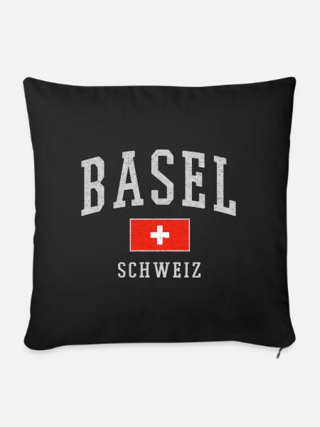 Basel Schweiz Emblem Druck - Sofakissenbezug 45 x 45 cm - Schwarz