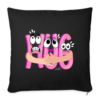 Câlin cartoon rose - humoristique - Housse de coussin décorative 45 x 45 cm - noir - Devant